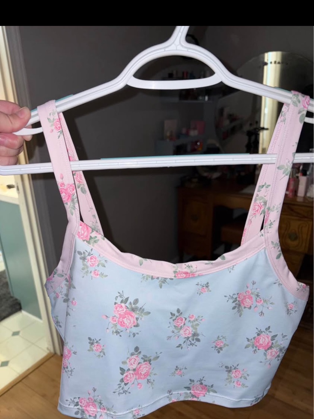 Floral Pink and Light Blue Crop Skirt